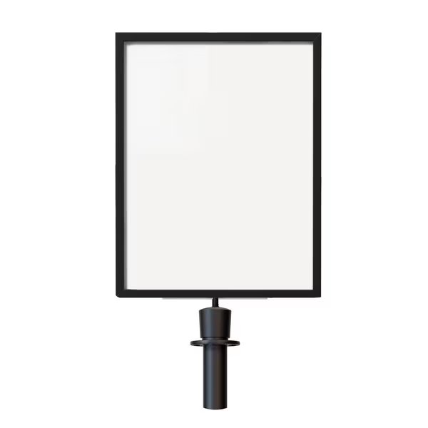 Post&Rope Stanchion SignFrame 22x28V Black PLEASE WAIT NEXT ASSOCIATE, Montour Line, Mfr#: HDSF-2228-V-BK-PR-PLSWAITASSC